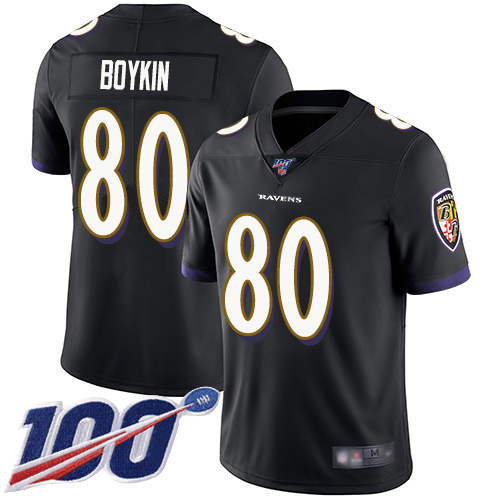 Baltimore Ravens Limited Black Men Miles Boykin Alternate Jersey NFL Football #80 100th Season Vapor Untouchable->nfl t-shirts->Sports Accessory
